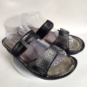 Alegria Karmen Pewter Wavy Sandals KAR-532 Size 10 /40 Metallic Black Adjustable